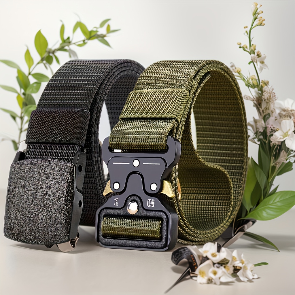 2pcs Tactical Belts with Quick Release Buckles Durable Nylon Stylish & Versatile